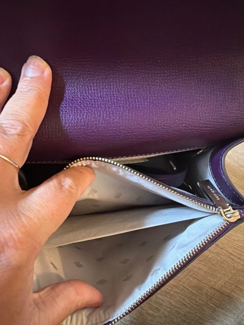 Kate Spade New York Purple Leather Satchel Crossbody Bag